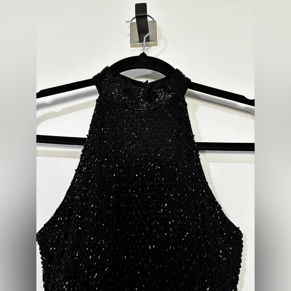 MAC DUGGAL Black High Neck Halter Sleeveless Midi Dress Size 0 - Picture 4 of 8